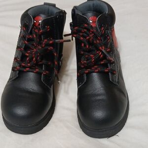 Black and Red Lace-Up Boots